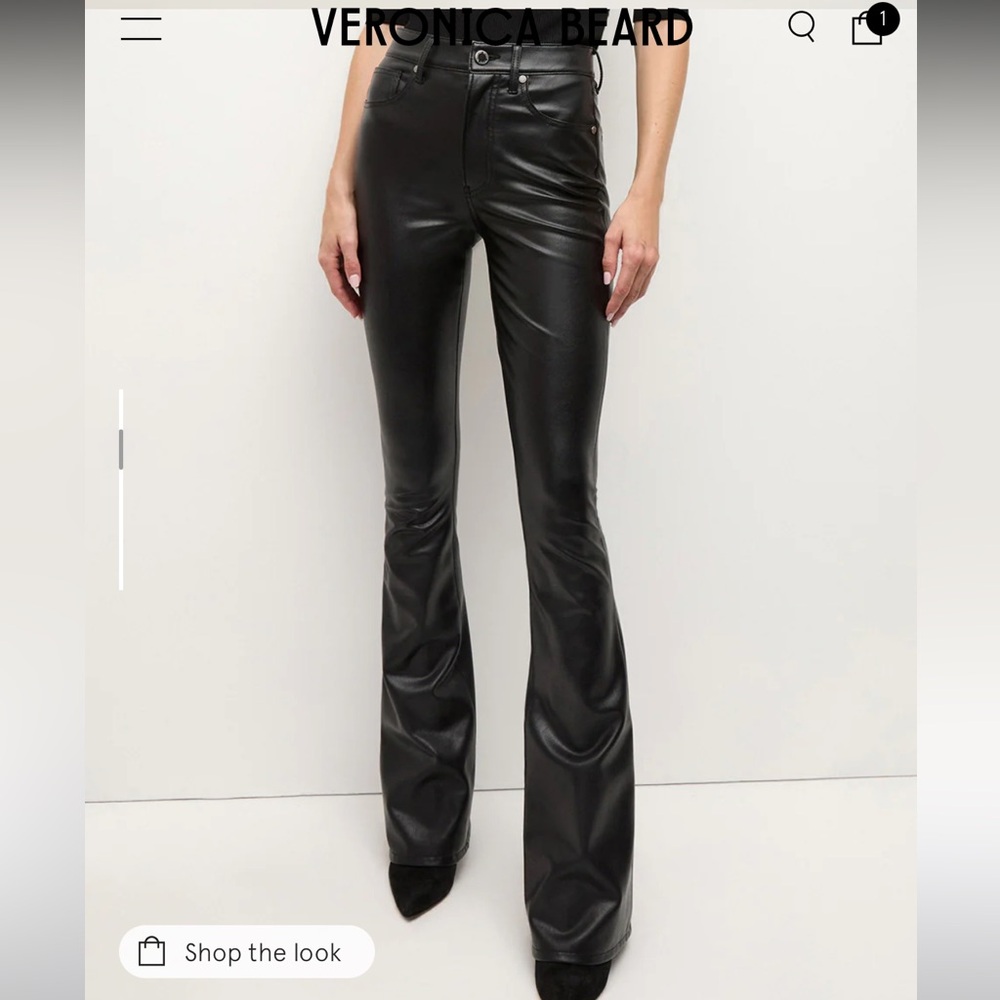 Veronica Beard Black Leather Wide Leg Pants